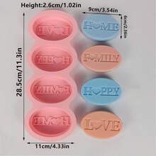 四腔椭圆形字母心形硅胶模具，适用于手工皂和蜡烛制作 - A - 查看 3