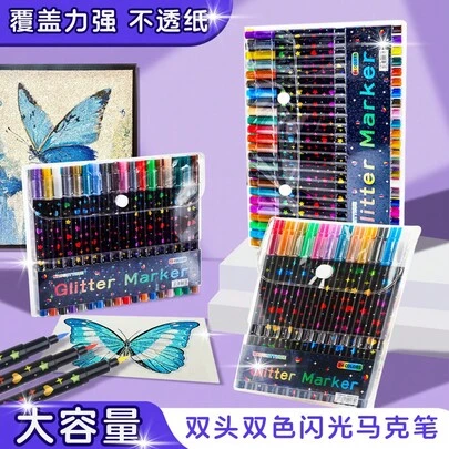 Conjunto de 12/24/36/48 Canetas Marcadoras Multifuncionais com Glitter, Ideais para Pintura, Grafite, Colorir, Diários e Adesivos. Ótima Opção de Presente para as Festas!