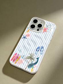 1个清爽蓝白条纹波浪纹手机壳，适用于 17 Pro Max/17 Pro/16 Pro Max/16 Pro/16/15 Pro Max/15 Pro/15/14 Pro Max/14/13 Pro Max/13 Pro/13/12 Pro Max/12 Pro/12/11，防尘防水防震软壳 - 白色 - 查看 1