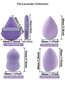 Bộ bông trang điểm đa hình màu tím 4/8/16 miếng, 3 loại bông phấn tam giác khác nhau, bông tán phấn mềm mại, không chứa latex, giúp tán kem nền, che khuyết điểm và tạo khối mắt hoàn hảo, có thể tái sử dụng và dễ dàng vệ sinh. Dụng cụ trang điểm màu tím dễ vệ sinh. - Nhiều màu - Xem 2