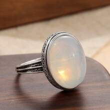 1 pieza Anillo de mujer con patrón minimalista clásico grabado, joya minimalista ovalada, accesorio versátil para uso diario, regalo perfecto para días festivos - Plateado - Ver 5