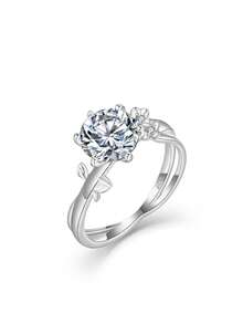S925 Sterling Silver Moissanite Ring | Floral Vine Design | Proposal, Anniversary, Valentine's Day Gift | Lightweight Luxury Versatile Daily Wear For Women - White - View 2