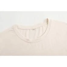 Men's 100% Cotton Soft Round Neck Short Sleeve Graphic Print T-Shirt, High-Quality Plus-Size Pure Cotton Menswear,Mens White Knitted Fabric - 杏色 - 查看 8