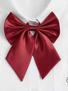 1条女士酒红色深绿色领带，JK风格，适合日常派对衬衫搭配 - 彩色 - 查看 8