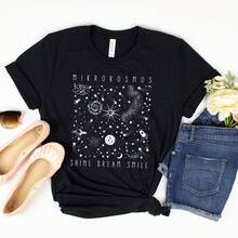 Mikrokosmos Graphic Shirt Shine Dream Smile Tee Twinkling Starlight Shirt Space Shirt Celestial Shirt Mikrokosmos ShirtM (1) - 黑色 - 查看 1