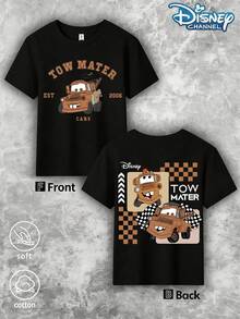 Disney's *Cars* Tow Mater-Themed Summer T-Shirt-An Ideal Gift For Children, Suitable For Both Boys And Girls To Wear To Holiday Parties, Family Meals, Outdoor Activities, Travel, Or Visits To Disney Parks. - 黑色 - 查看 2