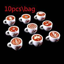 10个迷你咖啡杯吊坠，拉花设计，树脂材质，适合DIY珠宝和工艺品制作 - 咖啡杯 - 查看 11