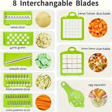 Máy thái thực phẩm đa năng 16 trong 1, thái rau củ, thái hành tây, thái lát rau củ, thái hạt lựu, bào sợi với 8 lưỡi dao, rổ lọc, hộp đựng salad khoai tây cà rốt tỏi, máy cắt đa năng kèm hộp đựng. - Nhiều màu - Xem 9