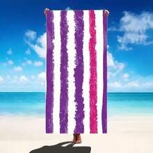 1 khăn tắm biển cỡ lớn kẻ sọc - Chất liệu microfiber siêu mềm, nhanh khô, lý tưởng cho du lịch, yoga, cắm trại và bơi lội, món quà tuyệt vời. - 2 - Xem 4