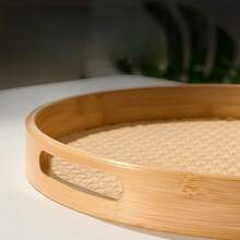 Round Bamboo Tray With Handles | Serving Breakfast, Fruits And Desserts | Elegant Design | Room Decor - 竹子 - 查看 7
