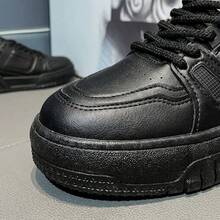 Tenis deportivos casuales para hombre, diseño industrial estructurado con suela gruesa y cordones gruesos, calzado cómodo antideslizante versátil para uso diario y todas las ocasiones - Negro - Ver 6