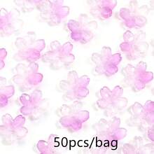 50 piezas Sakura 10mm Cuentas de vidrio 3D, pétalos de cerezo, cuentas sueltas redondas con agujero central para manualidades de joyería DIY, accesorios para el cabello, encantos de teléfono, pulseras, collares, suministros de artesanía de joyería - Cuentas de flor de cerezo - Ver 13