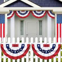 3x6 Feet 250th Anniversary Large American Flags Patriotic Bunting Stars Stripes 4th Of July Pleated Fan USA Flag Banners Red White Blue Decorations For Outdoor Porch, Memorial Day, Independence Day - 查看 8