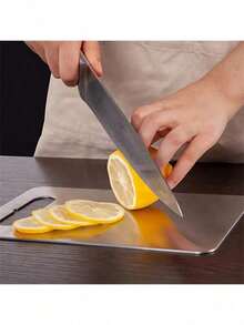 Stainless Steel Cutting Board, Double-Sided Kitchen Chopping Board With Hanging Hole, Easy To Clean, Non-Slip Food Prep Board For Meat, Vegetables, Fruits, Kitchen - Silver - View 5