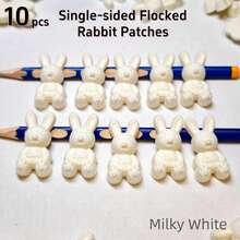 10件套大号植绒亚克力兔子组合，单面植绒亚克力材质，植绒动物珠子，DIY发夹/发带/发饰，手机壳DIY材料，复活节礼物，节日用品，理想礼品 - 彩色 - 查看 11