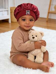 1 chiếc mũ ngủ bằng satin màu đỏ tía cho trẻ em, mũ ngủ mềm mại cho trẻ em, tạo kiểu tóc, thích hợp cho trường học, tiệc ngủ và mặc khi đi du lịch ban đêm, phù hợp cho trẻ từ 3-16 tuổi. - Màu Đỏ Sâu - Xem 4