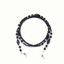 [Gold Jewelry]&Valentine's Day &Mother's Day  Chic Beaded Glasses Chain - Anti-Slip Fashion Glasses Lanyard With Vintage Mask Holder For Women & Fashion Jewelry &Couple Matching Jewelry - màu đen - Xem 3