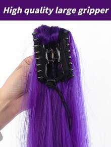 32 Inch Purple Ponytail Hair Extension, With Hair Clip Wig, Drawstring Wig, Soft And Natural Synthetic Wig, Suitable For Women To Wear - Multicolor - View 8
