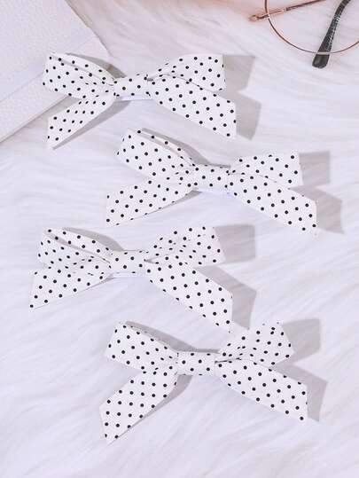 4 件装波点发夹，简约黑白蝴蝶结鳄鱼夹，法式发夹，经典波西米亚风发卡，精致礼物/日常/度假发夹，女士发饰