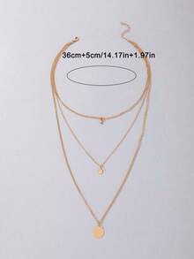 1pc Casual Versatile Metal Disc Geometric Multi-Layer Necklace, Suitable As Gift For Women's Daily Wear - 22976-nek-g-eP - View 7