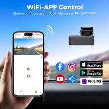 PHILIPS 2K Dash Cam Front UHD WiFi Car Camera 24H Parking Mode Car DVR Night Vision DVR Video Recorder 140° FOV Auto Dashcam - 32GB TF Card - View 3