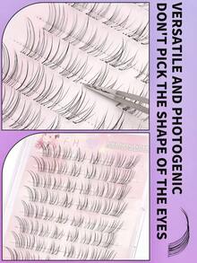 80pcs Eyelash Extension Clusters, No Glue Needed, Suitable For Dates, Transparent & Natural Fluffy Appearance, Glue-Free Eyelash Clusters - C - View 2