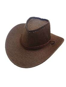 男士西部牛仔帽户外遮阳骑士帽女士旅游大檐遮阳草帽 - 彩色 - 查看 7