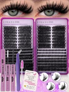 608/544 Clustered False Eyelashes, Single-Lash Extensions, 10-18mm DIY Lash Clusters, Waterproof, Super Thick, Includes Eyelash Glue, Tweezers, 3D Lashes, Russian Thick Lashes. Suitable For Heavy Makeup, Everyday Makeup, Cosplay, Full Makeup Looks, And Daily Wear. - Multicolor - View 14