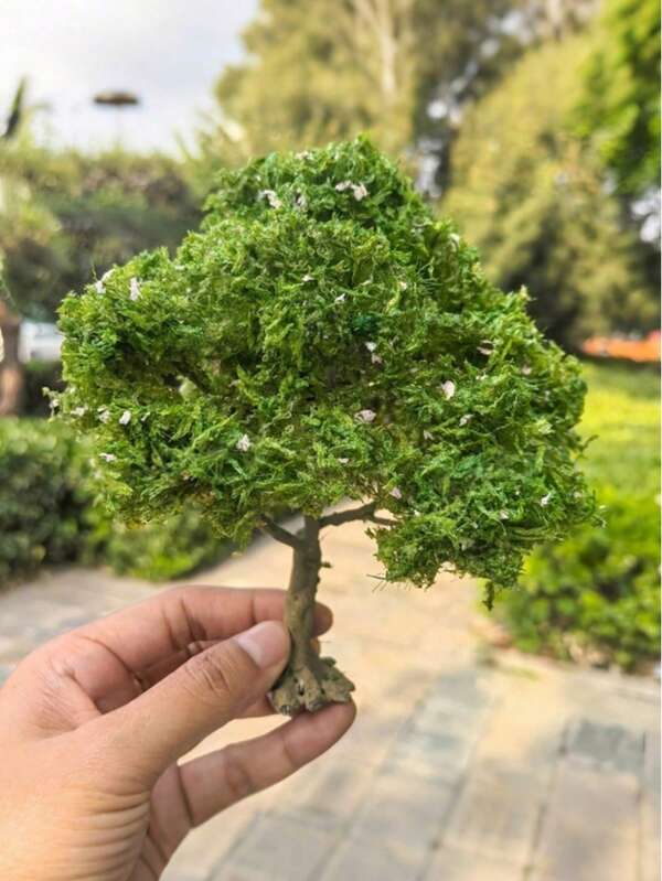 1 pieza Árbol en miniatura - Hojas verdes realistas con tronco marrón, estructura de fibra sintética duradera, sin necesidad de electricidad, adecuado para decoración de paisaje en miniatura, boda y decoración del hogar, decoración de árboles, diseño de maqueta de tren en miniatura, regalo de cumpleaños, decoración navideña, decoración de jardín al aire libre. (Estilo aleatorio)