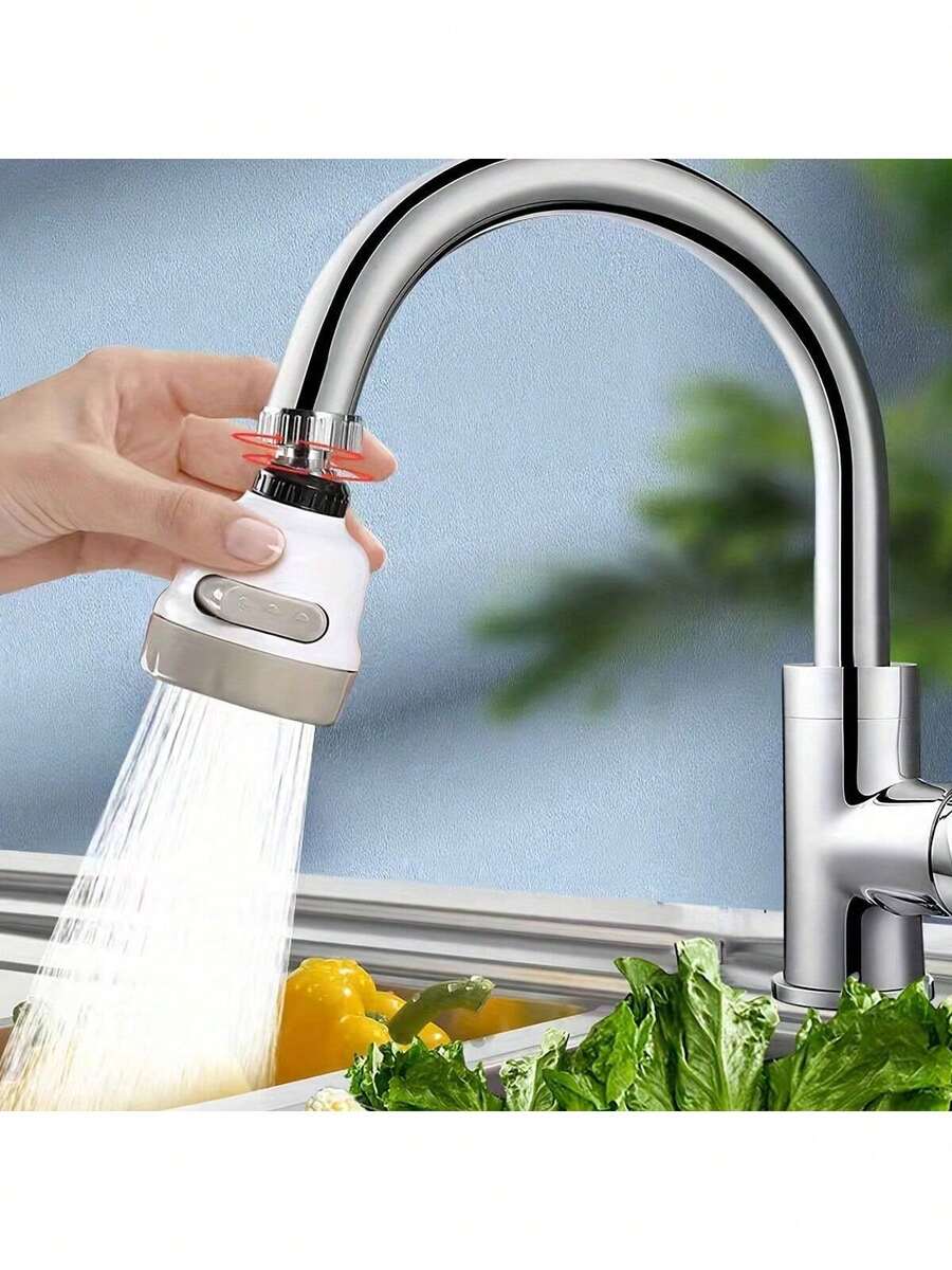 Kepala Semprotan Keran Dapur yang Dapat Diputar 360 Derajat, 3 Mode Semprotan yang Dapat Diatur - Aerator Keran Hemat Air dengan Fungsi Pulsa, Pancuran, dan Pulsa+Semprotan, Kepala Semprotan Keran Plastik Universal untuk Penggunaan di Rumah - Tiga pengaturan yang dapat disesuaikan - View 1