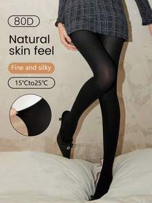 1条新款女士天鹅绒高端时尚防勾丝弹力紧身打底裤，适合商务、通勤和日常穿着 - 黑色 - 查看 1