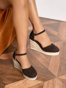 2023 Spring/Summer New Fashion Thick Bottom Woven Wedge Sandals For Women - Brown - View 2