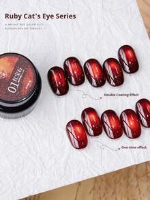 BAOSHIMAN 新款鸽血红宝石猫眼美甲凝胶，磁性玻璃珠饰面，持久可卸UV凝胶指甲油，适用于美甲沙龙和家庭使用 - 彩色 - 查看 2