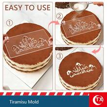 1 tấm phim acrylic trong suốt in hình Tiramisu. Tấm bìa in logo món tráng miệng Tiramisu kèm khuôn rỗng ghi lời chúc ngắn. Khuôn trang trí bánh Tiramisu cho lễ Eid Al-Adha, thích hợp làm quà tặng sinh nhật, quà tặng cuối tuần, quà tặng ngày lễ, quà chúc mừng đính hôn, quà tặng trang trí tạo không khí ấm cúng cho gia đình trong tháng Ramadan. - trắng - Xem 5