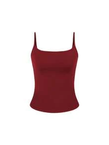 European And American Style Women Knit Sexy Cami Crop Top, Slim Fit Minimalist Summer Tank Top Casual - Wine Red - View 1