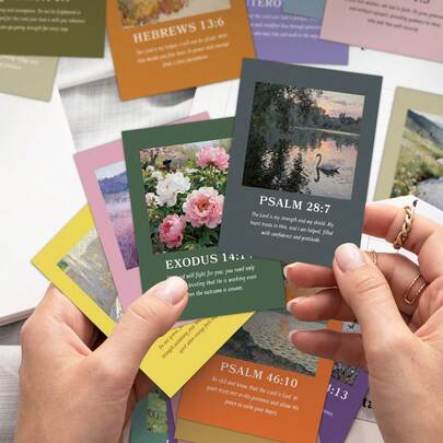 50pcs Inspirational Bible Verse Cards With Oil Painting Landscape, Scripture Cards, Christian Prayer Cards For Friends And Family, Daily Affirmation & Motivation Cards, Inspirational Gifts