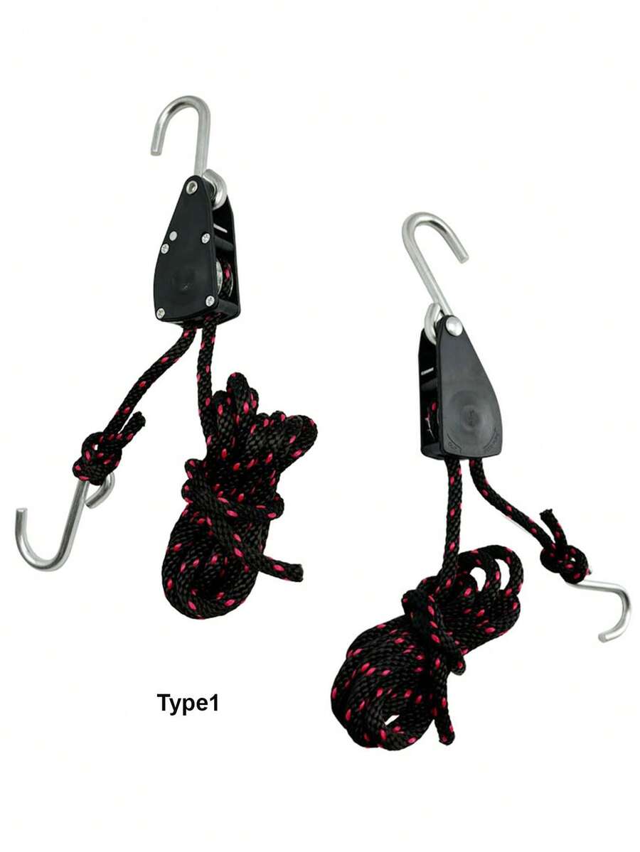 2 件装绳索棘轮捆绑带，长度 2.5 米/3.1 米，S 型钩，适用于独木舟、皮划艇、船首船尾捆绑，也适用于汽车、全地形车、多用途车、卡车货物控制