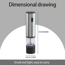 Feizsmile 可充电胡椒盐研磨机，自动胡椒研磨器，香料研磨机，USB 充电，可调节粗细度，单手操作，陶瓷研磨，可再填充，不锈钢外壳，适用于黑胡椒、白胡椒、海盐、辣椒、芝麻、孜然等香料 - 彩色 - 查看 3