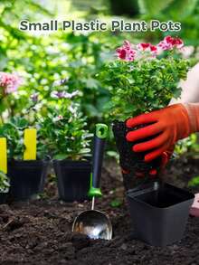 10/20/50个装方形植物播种种植杯塑料深盆苗圃树盆花卉植物容器盆栽花园种植 - 多色 - 查看 9