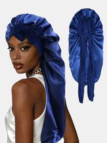 1pc Women's Stretchy Ribbon Long Tube Satin Sleep Cap, Hair Care Cap, Long Hair Head Cover, Suitable For Daily Use - Multicolor - View 29