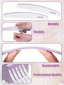 10-Pack Professional Half-Moon Nail File, 180/240 Grit, Nail Supplies, Nail Tools, Nail Art Tools, Nails, Nail Tools (For Patch Nails) - Grey - View 4