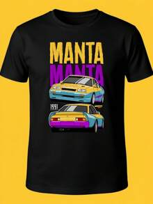 Camiseta gráfica vintage Manta Manta 1991 (para hombre) - Presenta un diseño retro de carreras en amarillo y morado, cuello redondo de manga corta informal, adecuada para todas las estaciones, camiseta clásica, ropa cómoda, camiseta con gráficos llamativos, regalo ideal, camiseta coleccionable. - Negro - Ver 4