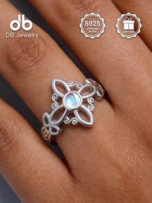 1 chiếc nhẫn nút thắt phù thủy bằng bạc Sterling S925, trang sức dành cho nữ, thích hợp để trang trí hàng ngày, trang trí lễ Phục sinh, trang trí lễ hội âm nhạc, quà tặng lễ Phục sinh, quà tặng Giáng sinh, quà tặng đám cưới, đi kèm hộp quà - Nút thắt phù thủy đá mặt trăng - Xem 9