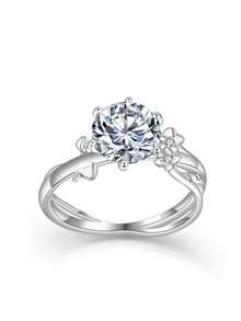 S925 Sterling Silver Moissanite Ring | Floral Vine Design | Proposal, Anniversary, Valentine's Day Gift | Lightweight Luxury Versatile Daily Wear For Women - White - View 9
