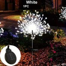 太阳能LED花园灯，IP65防水，8种照明模式，太阳能装饰灯，内置可充电镍氢电池，不可拆卸光伏组件，适用于圣诞节、庭院、小径和别墅装饰，户外花园照明，适用于小径、庭院和露台 - 彩色 - 查看 19