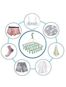 OBOVAY 1 pieza Percha colgante multifuncional, diseño ahorra espacio, plegable, con 32 pinzas, conveniente para almacenar y secar ropa, secadora multifuncional, pinzas de plástico para el hogar, percha con múltiples pinzas, puede colgar ropa y calcetines, artículo esencial para el hogar, almacenamiento de viaje (Nota: El desprendimiento de las pinzas durante el transporte es un fenómeno normal y no afecta la calidad del producto; las pinzas desprendidas se pueden volver a instalar y usar). - Multicolor - Ver 9