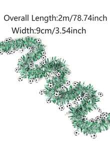 1pc Football Themed Sequin Decorative Wreath, Decorated With Cartoon Style Black & White Football Patterns, Snowflake Patterns, And Green Ribbons, Creating A Festive Atmosphere, Suitable For Football Parties, Commemorative Events, And Various Themed Activities. - One Size Fits All - View 4