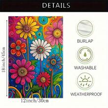 2D Flat - 2D Flat - 1pc A Lively Floral Garden Flag - A Double-Sided Burlap Yard Ornament, Measuring 12X18 Inches, Featuring A Colorful Daisies Design Suitable For Outdoor Seasonal Decor In Spring And Summer. Made From Durable Polyester - 1 lá cờ - Xem 6