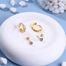 ORAZIO 15对耳骨环耳环套装，男女通用，20G医用钢材质，镶嵌锆石，平底耳钉，耳骨穿刺饰品 - 彩色 - 查看 6