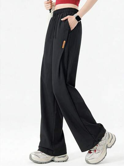 女士夏季轻薄直筒宽松裤，速干透气凉爽运动裤，裤脚可调节，适合瑜伽、健身、跑步、户外及休闲穿着